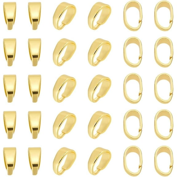 Brass Snap on Pendant Bails Real 18K Gold Plated 6x2.5x4mm 30pcs