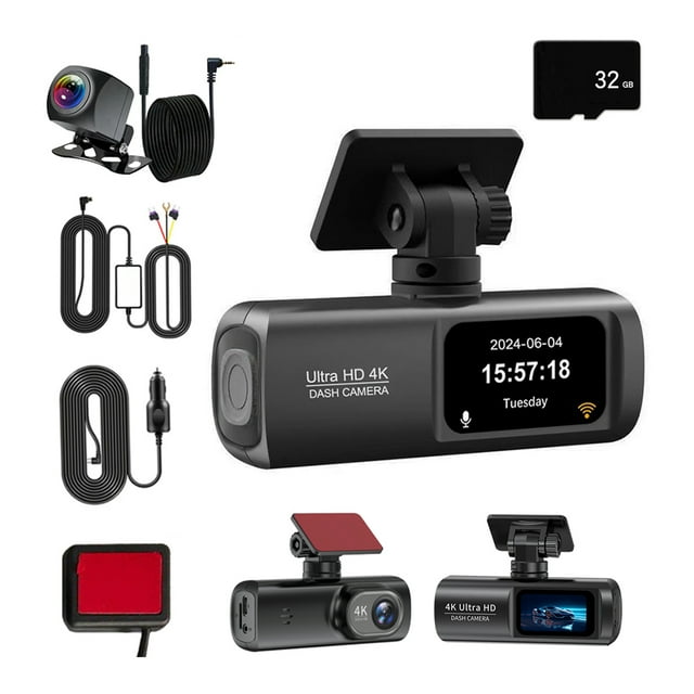 Maytalsory ABS Dash Cam Front Rear Dash Camera 4K/1080P 4K Dash Cam Dash Cam Recorder 24H Parking Monit-or G-sensor Wide-Angle Lens 32G Card