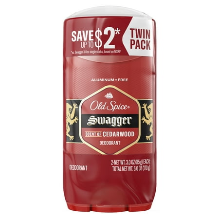 Old Spice Red Collection Swagger Scent Deodorant for Men, Value Pack, 3.0 oz, Pack of 2