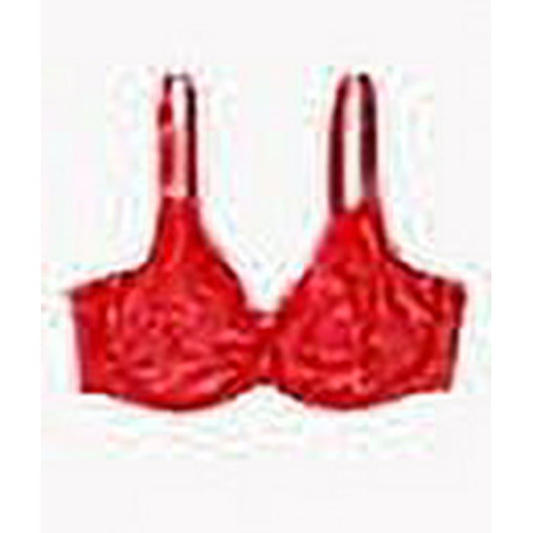 Curvy Couture Women's Plus Size No Show Lace Unlined Underwire Bra Diva Red  36D