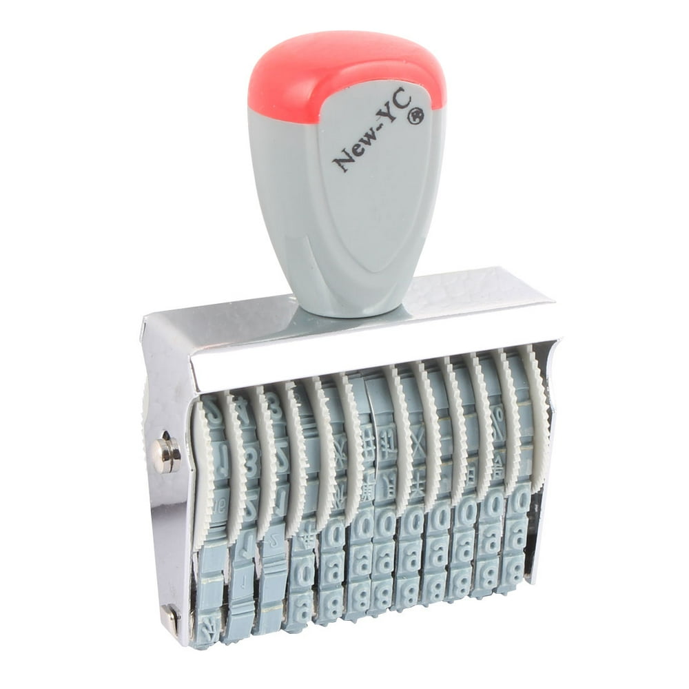 Office Rubber 12 Band Rolling Wheel 09 Numbers Digit Numbering Stamp Gray Red