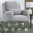 thumbnail image 5 of Rocking Glider Chair for Nursery, Wingback Teddy Accent Rocker Chair with Lumbar Pillow and 2 Side Pockets, 27.5"W Modern High Back Upholstered Armchair Leisure Single Sofa for Living Room, Grey, 5 of 7