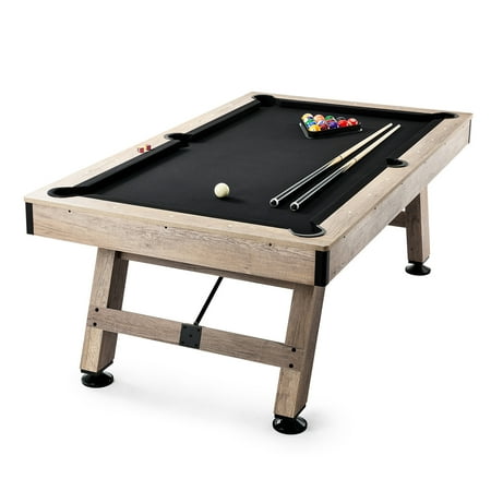 KFFKFF 7ft Billiards Table Pool Table Set Black Cloth for Family Game Room