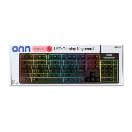 ONN WIRED LED GAMING KEYBOARD, BACKLIT, GRAY