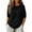 Black, variant on Women's Solid 3/4 Puff Sleeve Round Neck Adjustable Drawstring Hem Cotton Linen Loose Casual Summer Blouse Tops S-XXL