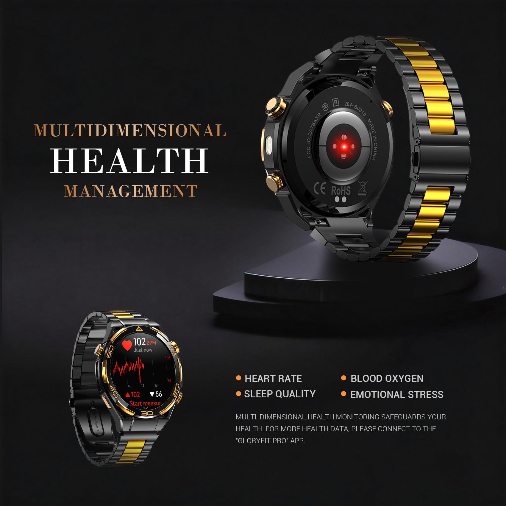 Blackview AMOLED GPS Smart Watch for Men, 1.43" HD Display Bluetooth Calling Smartwatch with Steel Band, Compass, Flashlight, 900mAh Battery, Outdoor Fitness Watch for Android iPhone(Black)