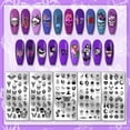 thumbnail image 3 of Juego de 5 placas para estampar uñas con diseños góticos: plantillas para manicura con luna, estrella, mariposa y flores., 3 of 7