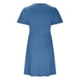thumbnail image 4 of EASYBRA Women V Neck Short Sleeve Ruched A Line Midi Dress High Waist Summer Casual Fit and Flare Solid Color Dress, 4 of 5