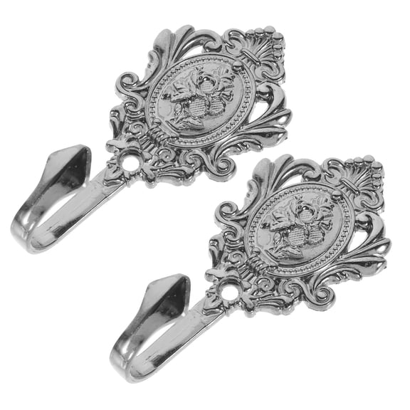 BESTYASH 2 Pieces Black Curtain Tie-back Hooks Zinc Alloy Metal Holdbacks for Drapes and Window Treatments