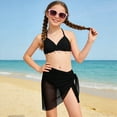 thumbnail image 2 of CAICJ98 Girl's 3 Piece Swimsuits with Cover Up Skirt Halter Triangle Bathing Suits for Girls Bikini Set (9-10 Years,Black), 2 of 6