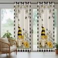 thumbnail image 5 of Outdoor Curtains for Patio Waterproof, Spring Gnomes Outdoor Privacy Panels Grommet, Farmhouse Bees Flowers Black White Plaid Blackout Outside Curtains for Porch/Cabana 54"x95", 1 Panel, 5 of 8