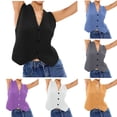 thumbnail image 3 of DuoJiaJ Womens V Neck Sweater Vest, Sleeveless Button Down Loose Tops Purple L, 3 of 5