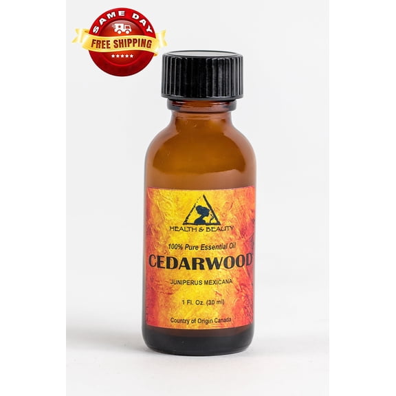 CEDARWOOD ESSENTIAL OIL ORGANIC AROMATHERAPY PURE IN GLASS BOTTLE 1 OZ, 30 ml
