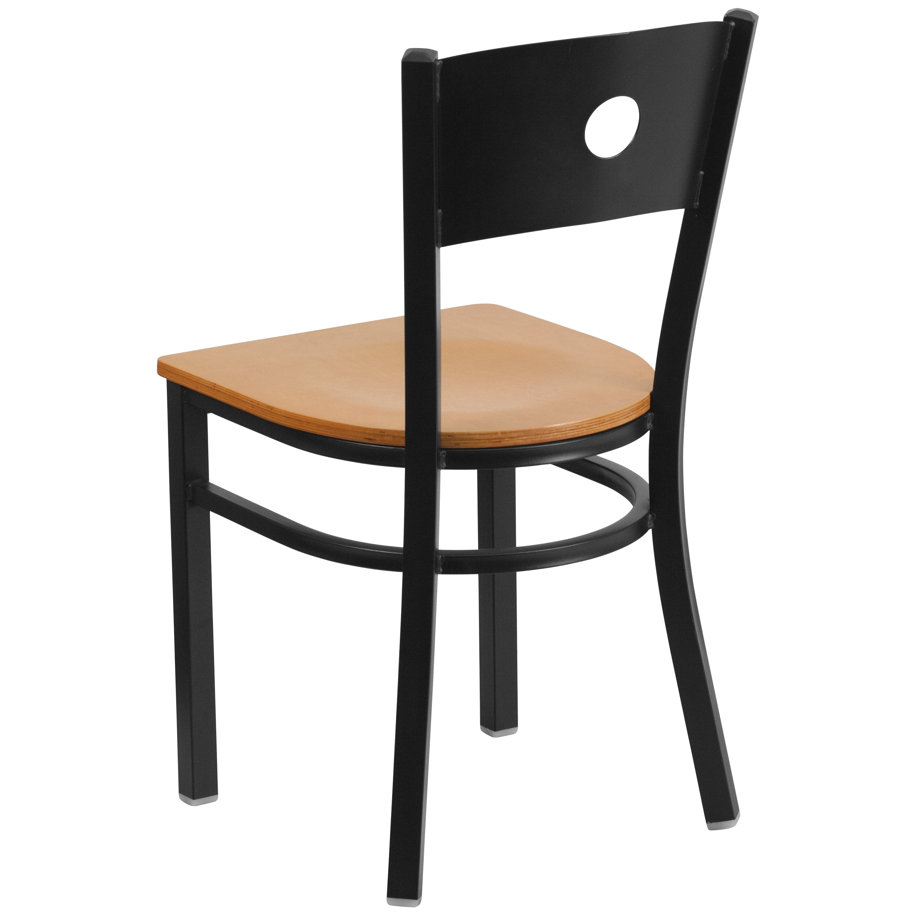 Flash Furniture 2 Pk. HERCULES Series Black Circle Back Metal Restaurant Chair - Natural Wood Seat
