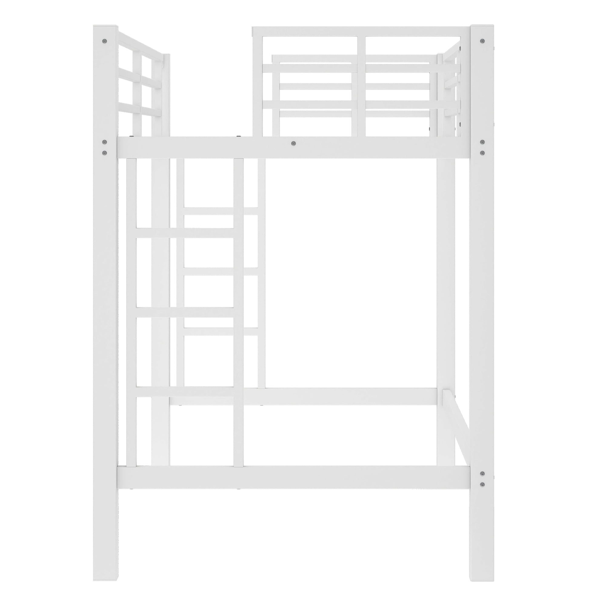 Jopath Twin Size Metal Loft Bed, Loft Bed with Easy Climbing Ladder and Guardrails for Adult Teen White