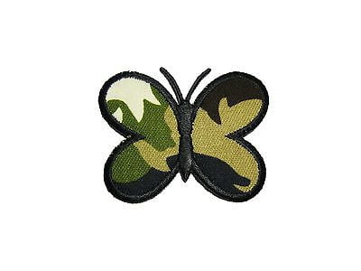 Lily 2.75"x2.2" Camouflage Military Black Butterfly Iron On Applique Motif Patch