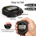 thumbnail image 4 of PULIVIA Digital Silent Stopwatch – Simple Timer for Running, Swimming, Racing, Jump Rope, and More – Large Display, Lightweight, Water-Resistant, with Lanyard – Black, 4 of 7