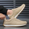 thumbnail image 5 of Men's White Retro Striped Leather Casual Sneakers, 5 of 6