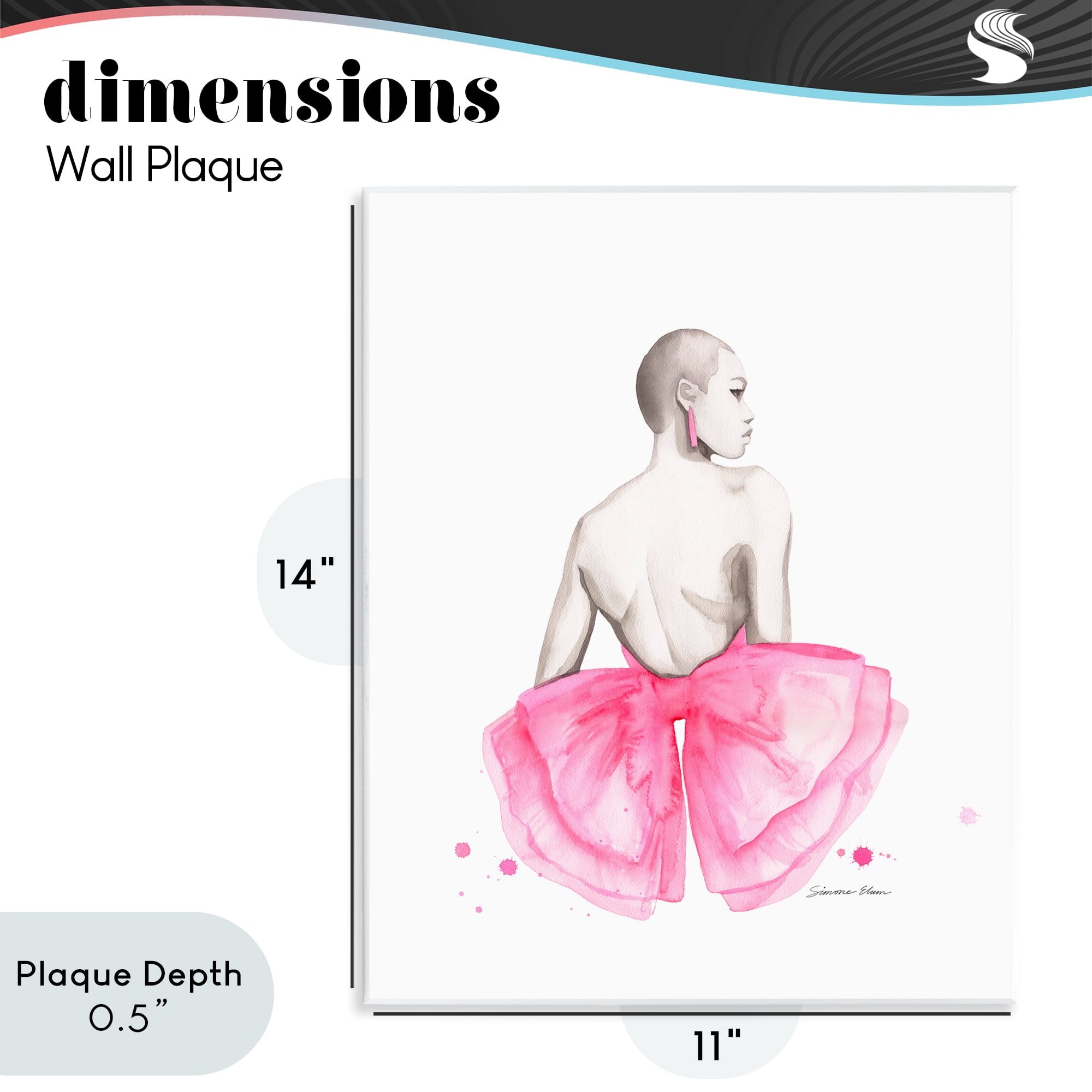 Stupell Industries Pink Bow Portrait From Behind Wall Plaque Art, design by Simone Elum