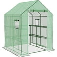 thumbnail image 3 of Outsunny 4.6' x 4.7' Small Portable Walk-In Greenhouse w/ Shelves, Green, 3 of 10