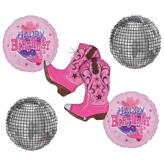 Disco Cowgirl Boots Western Ball Day balloons Decorations supplies Bouquet