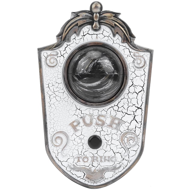 Timbre de puerta tuerto para Halloween, decoración colgante para puerta, globo ocular con sonido (blanco)