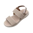 thumbnail image 2 of CQONEPT Sandals for Women Casual Walking Sandal Summer Roman Style Flat Sandals Elastic Strap Comfortable Open Toe Shoes Beige 41, 2 of 6