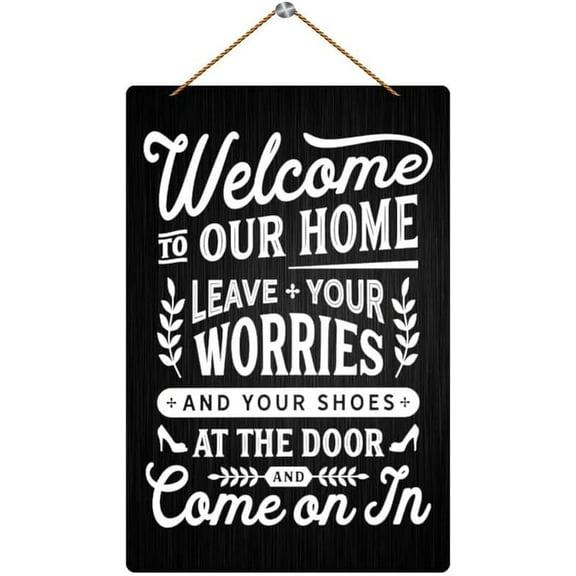 Novelty Wall Decor Sign With Warming Quotes Welcome To Our Home Leave Your Worries And Shoes At The Door Board House Wood Sign For Garden Yard Home Farmhouse 5x10 Inch