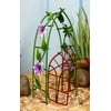 Ebros Fairy Garden Miniature Floral Trellis Arch Swing Door Gate Metal 6.5"H