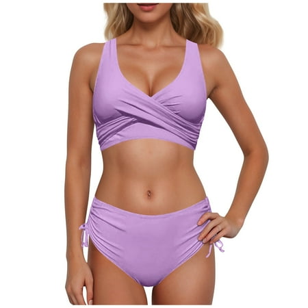 Lojoutye 2025 NEW Swimwears Tankinis Set Women High Waisted Bikini Womens Bathing Suit Cover Romper Sexy Push Up Two Women Bathing Suit Shorts Piece Swimsuits Vintage Swimsuit Two Piece Retro Ruc
