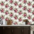 thumbnail image 2 of Peel and Stick Wallpaper Pink Bow Christmas Floral Bouquet Greenery Red Berries Wall Mural 17.7in x 9.8ft Self Adhesive Removable Wall Paper Renter Friendly Wallpaper for Nursery Bedroom Cabinets, 2 of 8