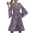 thumbnail image 2 of Qiopertar Mode Femmes Printemps/été Robe à Manches Longues Col Rond Confort Floral Liquidation à Moins de 5$ en Liquidation Offres d'Accès Anticipé, 2 of 3