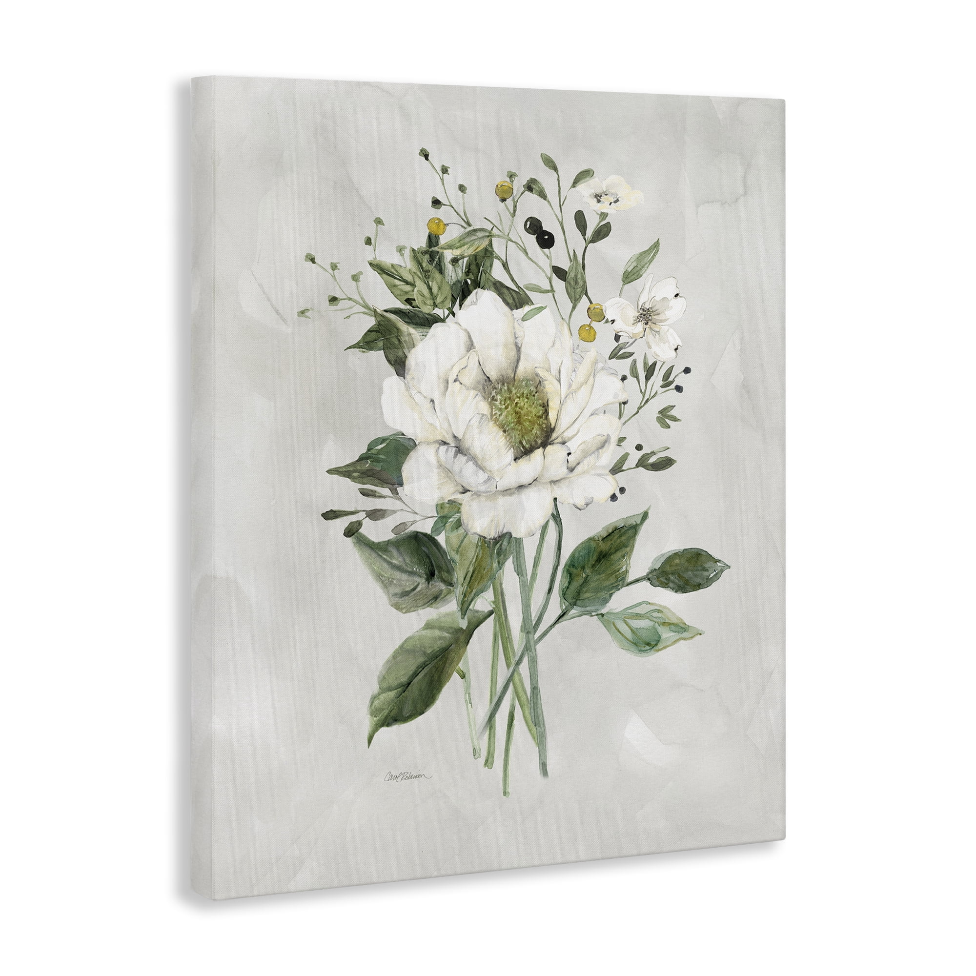 Stupell Industries White Flower Bundle Plants & Flowers Painting Wrapped Canvas Art Print Wall Art, 16 x 20