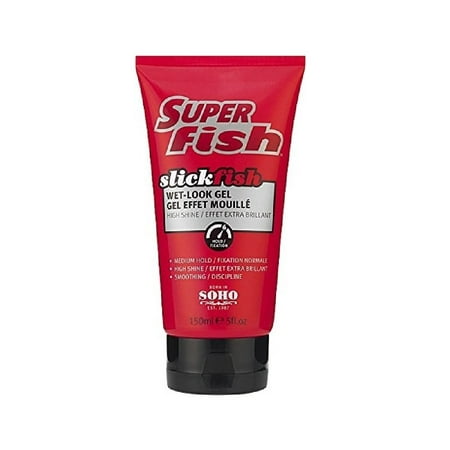 Super Fish SlickFish Wet Look Gel, Medium Hold, High Shine, Smoothing, 5