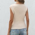 thumbnail image 7 of Stichou Sweater Vest for Women Tops Color Block Button Down 2026 Spring Summer Sleeveless Cardigan Crew Neck Knitted Shirt Khaki M, 7 of 7