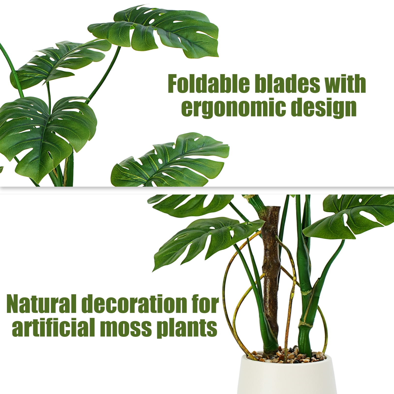 4FT Artificial Monstera Deliciosa Plant, Faux Tropical Palm Tree with White Planter, Fake Potted Floor Plant, Artificial Tree for Home Office Living Room Indoor Decor