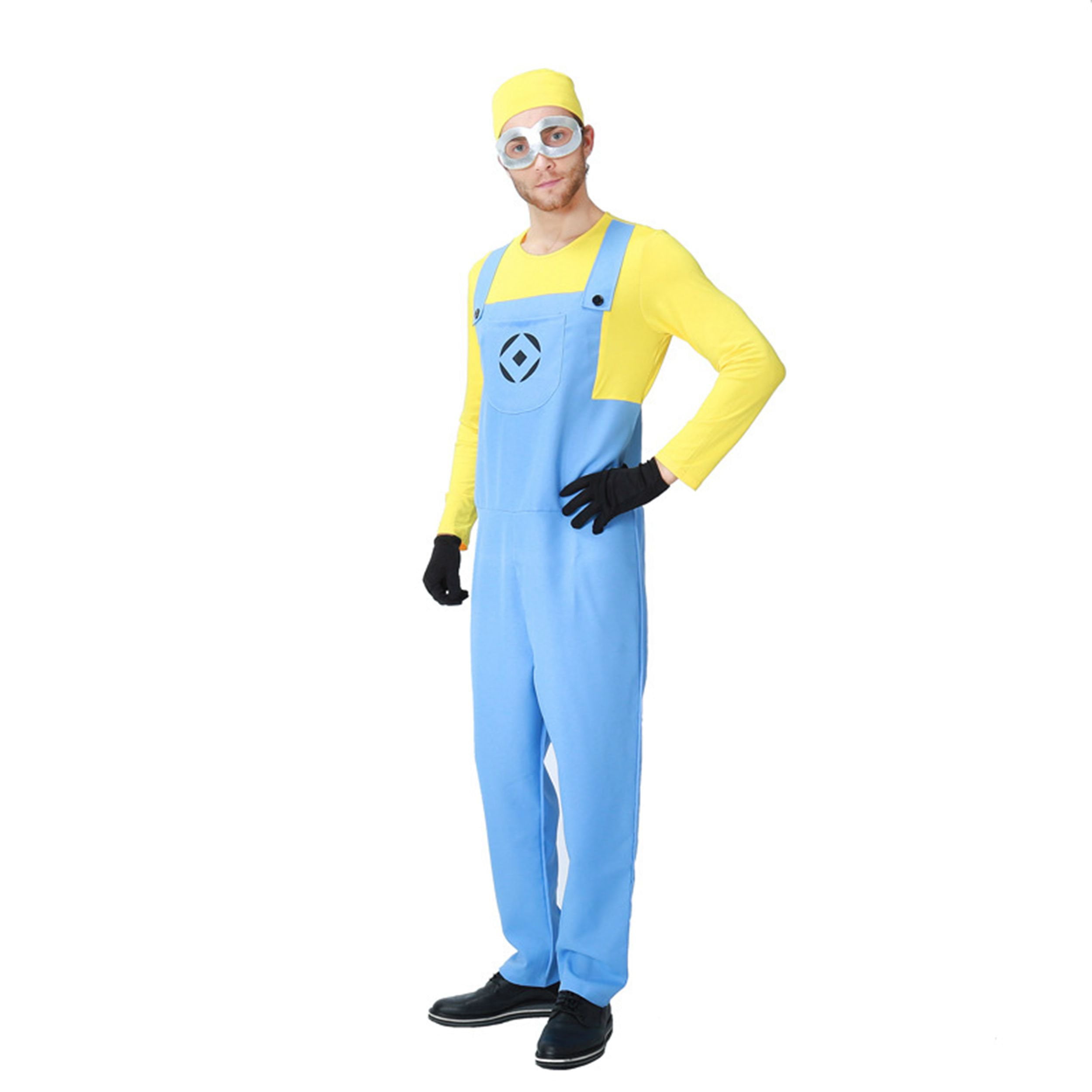 Men's Minion Long Sleeve Bodysuit Costume 4 Piece Outfit Set 