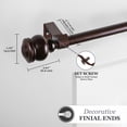 thumbnail image 5 of Kenney Glendale 5/8" Standard Decorative Window Curtain Rod, 28-48", Cocoa, 5 of 12