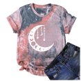 thumbnail image 4 of Camiseta con estampado de sol y luna para mujer, camiseta de manga corta con cuello redondo, camiseta informal divertida y bonita para chica adolescente OAVQHLG3B Store  lin121212, 4 of 4