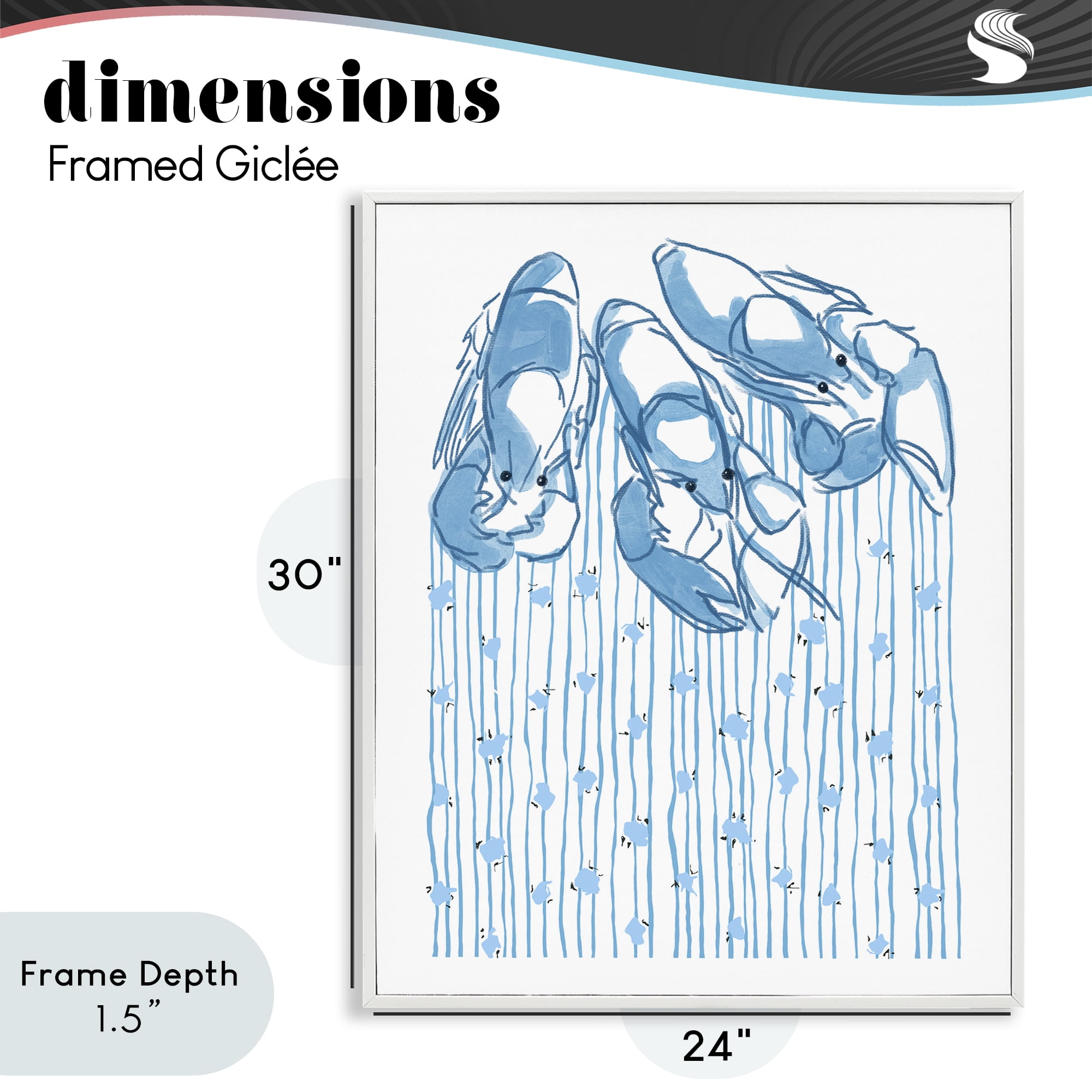 Stupell Industries Lobster Trio with Strings White Framed Giclee Art, design by Melissa Tilley