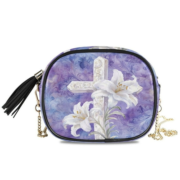 Womens Casual Chain Shoulder Bag Simple style Easter Cross Printing Crossbody Bag