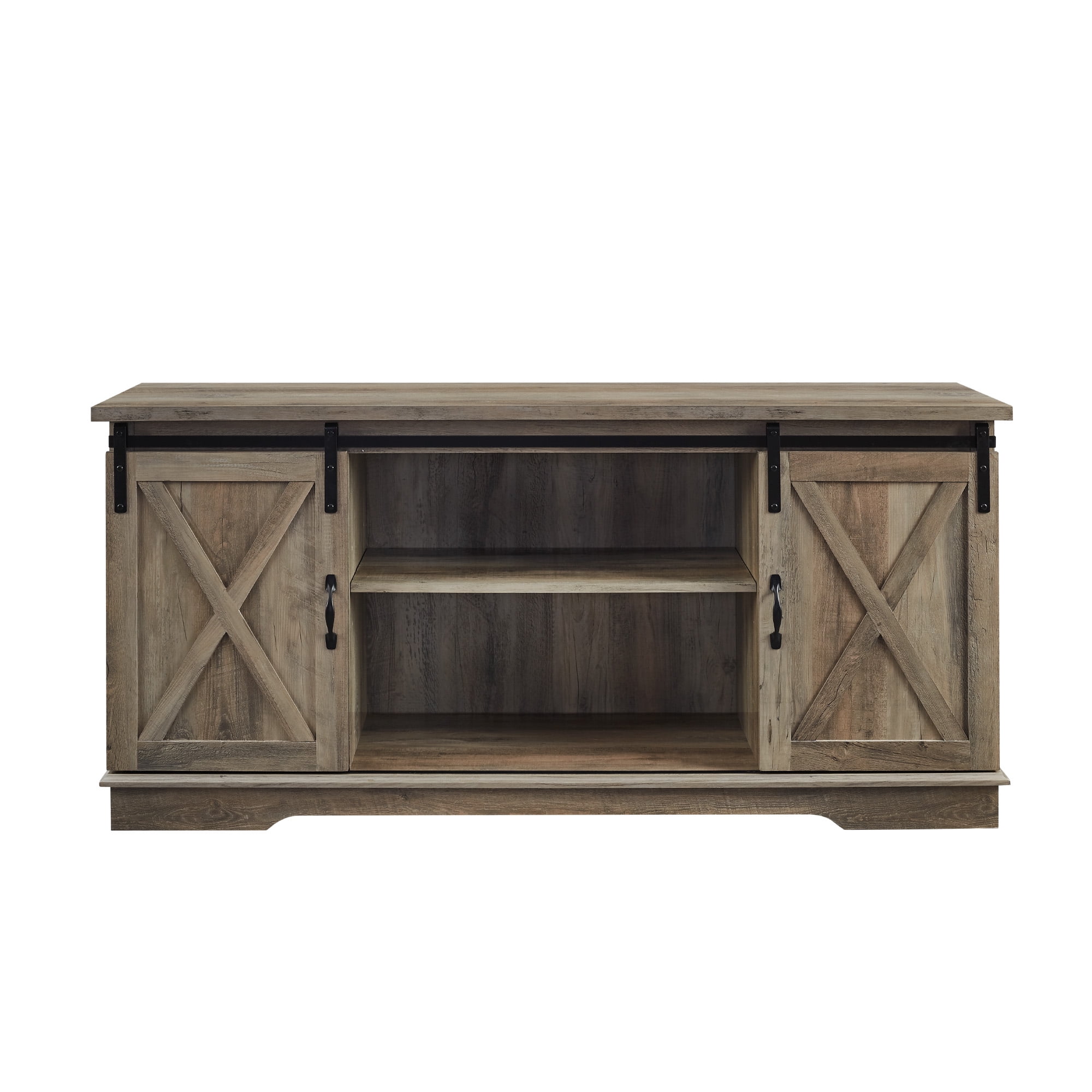 Walker Edison Sliding Farmhouse Barn Door TV Stand for TVs up to 65", Grey Wash