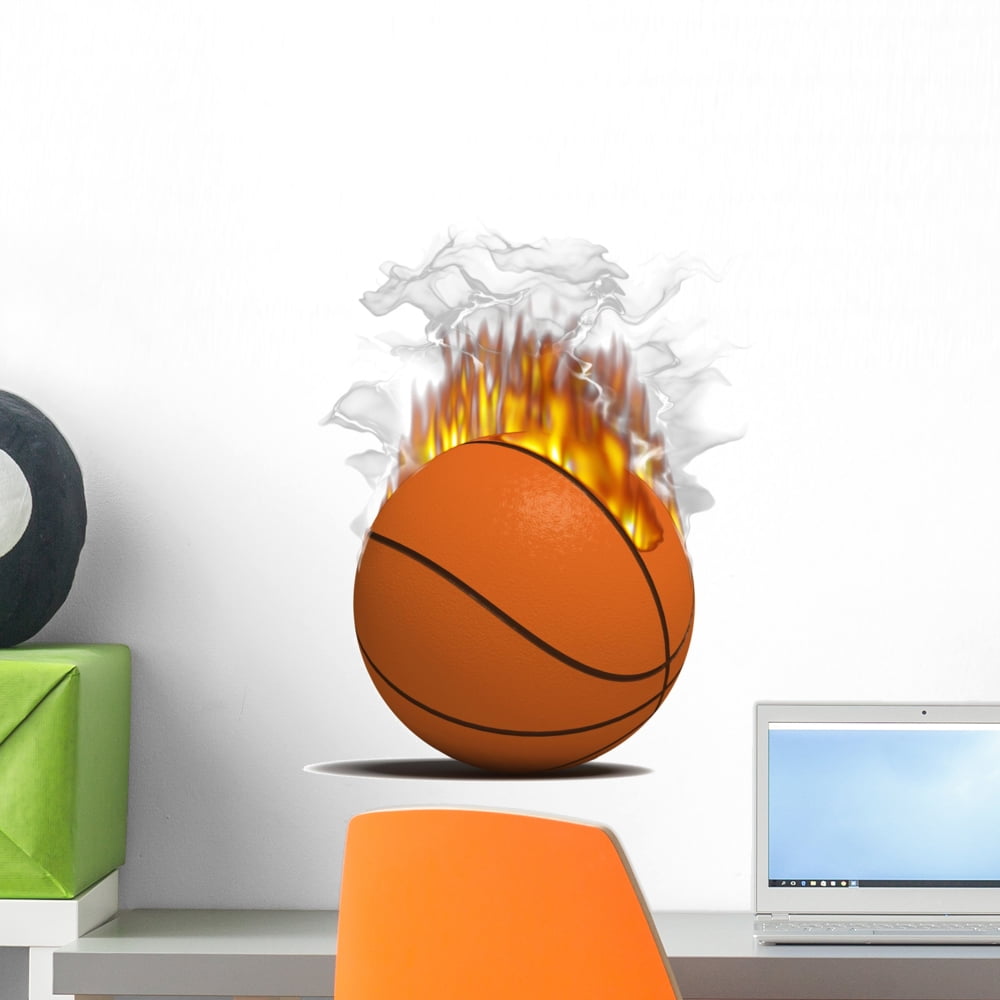 Fire Basketball Item Wall Decal Sticker by Wallmonkeys Vinyl Peel and Stick Graphic (18 in H x