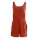 thumbnail image 4 of ICHUANYI Clearance Women Casual Jumpsuits Sexy Drawstring Button V-Neck T-Shirt Sleeveless Fashion Loose Fit Button Tank Tops Jumpsuits(Orange, L) ICHUANYI WER2023081004201, 4 of 4
