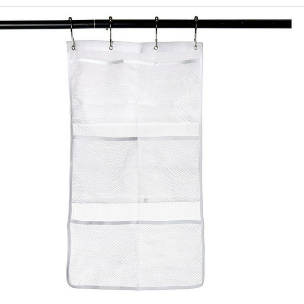 Mesh Shower Caddy Organizer Hanging Bathroom Shower Curtain Rod