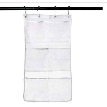 Mesh Shower Caddy Organizer Hanging Bathroom Shower Curtain Rod