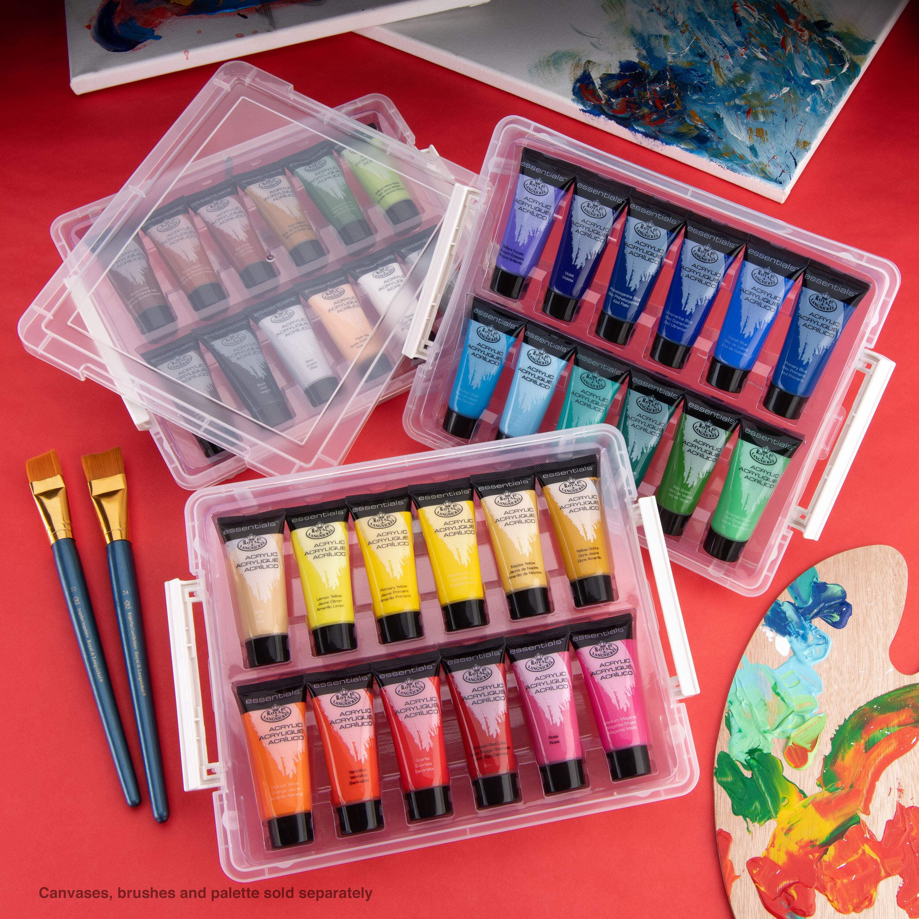 Royal & Langnickel Essentials 22ml 24 color Artist Acrylic Paint with storage case