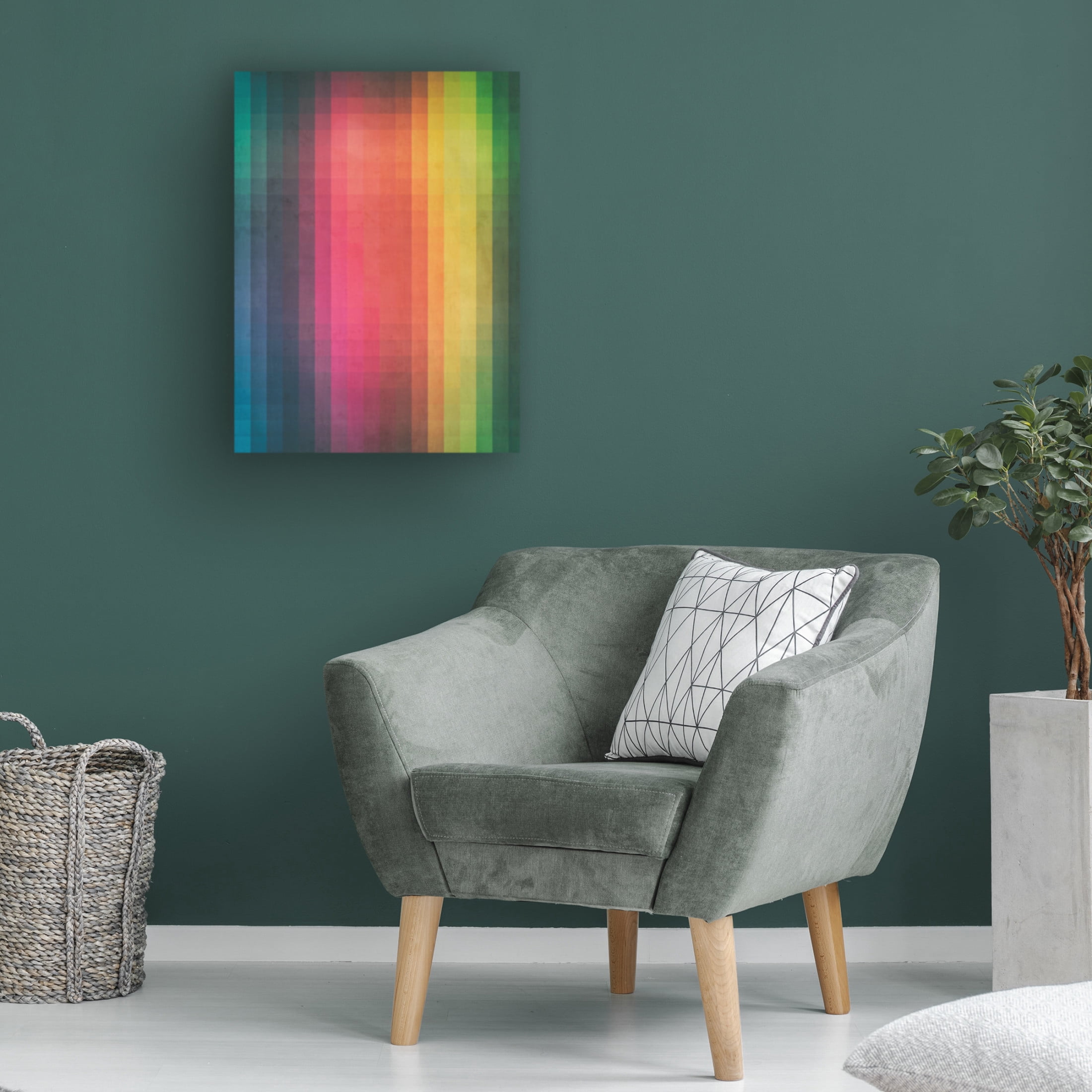 Canvas Wall Art - Tom Quartermaine 'Unique Abstract Rainbow Pixel' Wall Art for Living Room, Bedroom, or Office Décor by Trademark Fine Art - 35 x 47 Inches