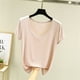 thumbnail image 1 of Fiudx Tops para Mujer Top Holgado de Manga Corta con Cuello Redondo y Color Sólido de Verano de Gran Tamaño para Mujer, 1 of 3