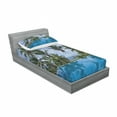 thumbnail image 3 of Ambesonne Tropical Fitted Sheet & Pillow Sham Set, Infinity Pool Palm, Queen, Blue Green White, 3 of 3